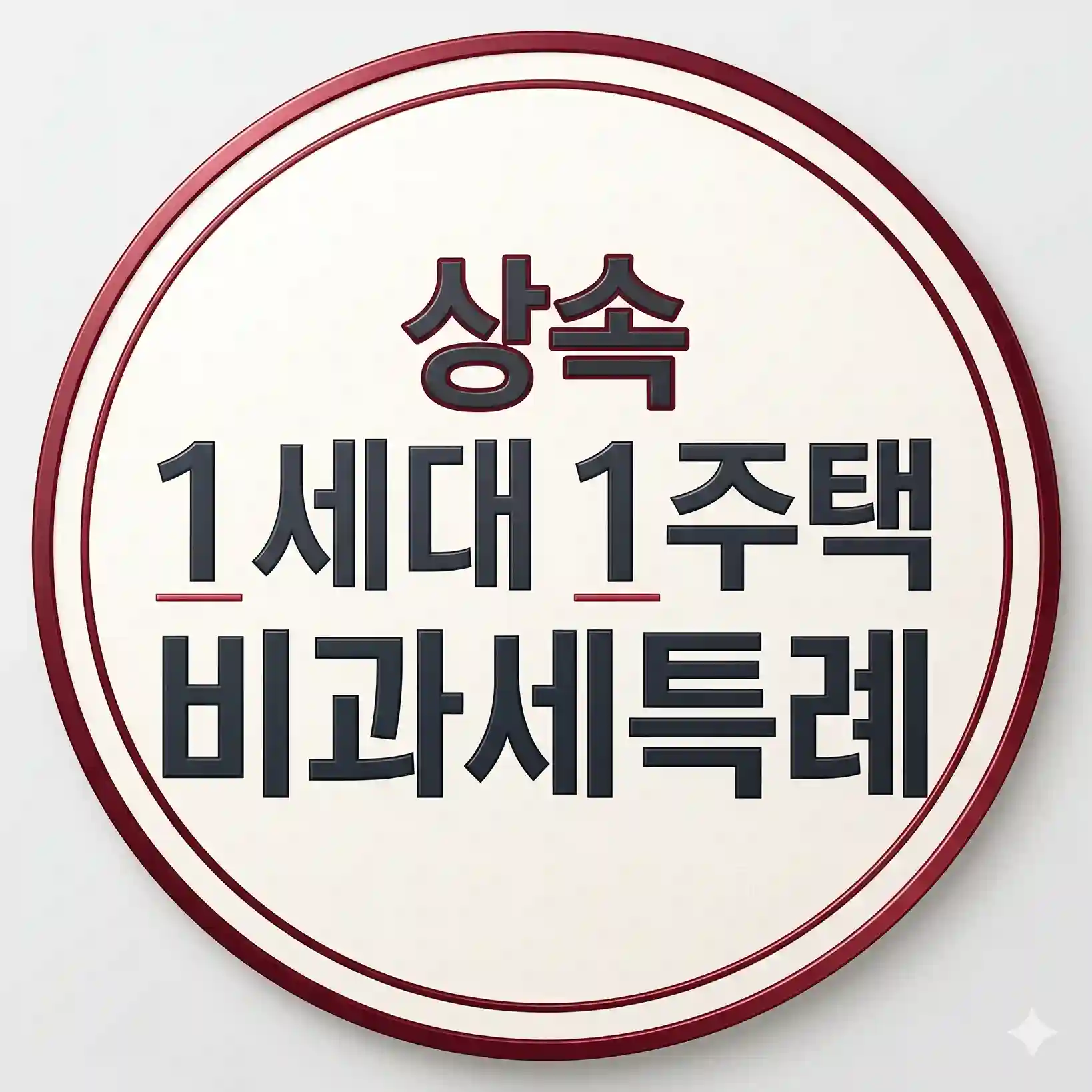 상속주택 1세대 1주택 비과세 특례라는 텍스트가 명확하게 적힌 붉은색 테두리의 둥근 배지 모양 정보성 가이드 썸네일