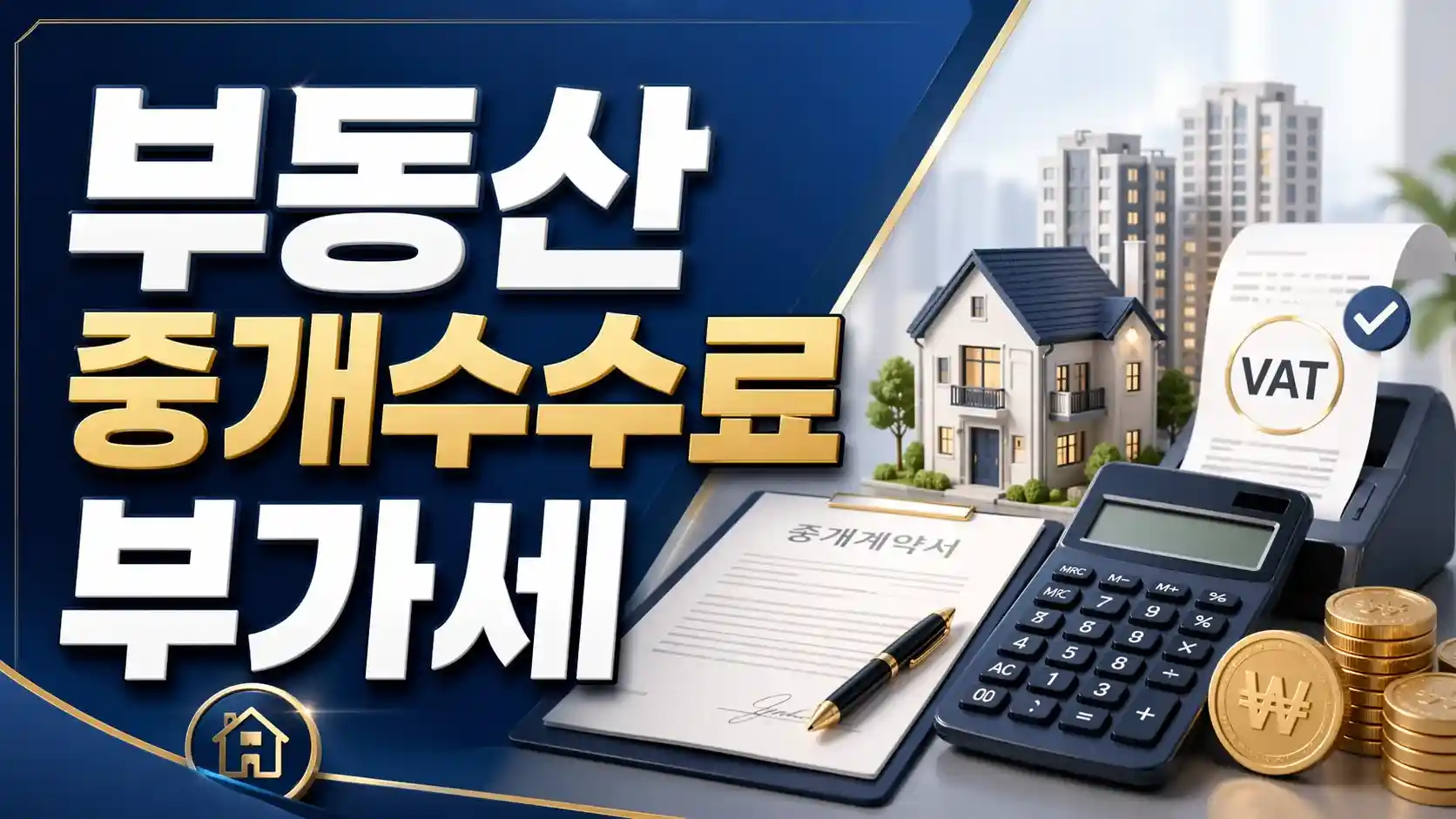 부동산 중개수수료 부가세 10% 요구라는 텍스트와 함께 공인중개사 복비 결제 시 간이과세자 및 일반과세자 사업자상태를 조회하고 현금영수증을 발급받아 부당한 청구를 방어하는 방법을 설명하는 대표 이미지