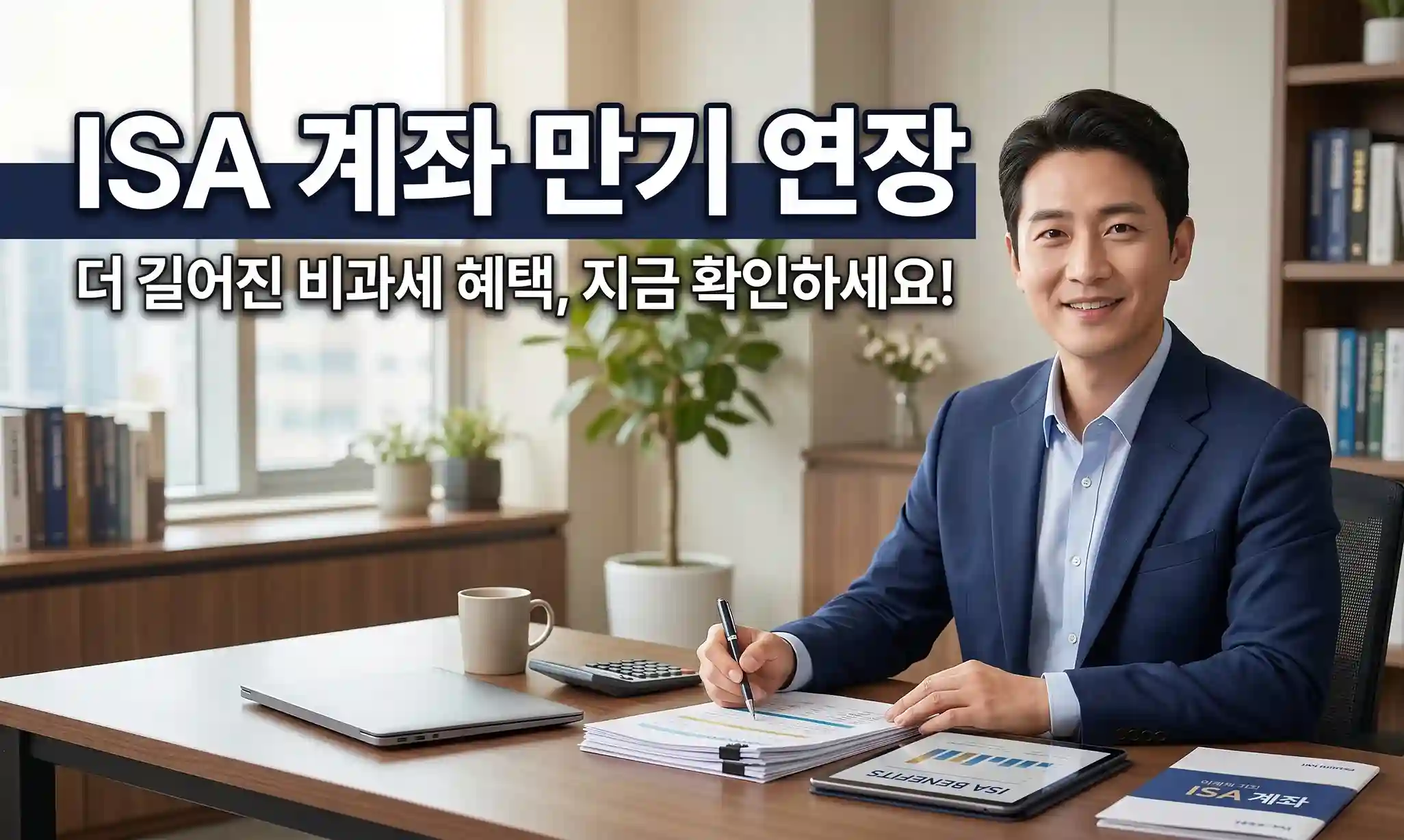 ISA 계좌 만기 연장이라는 텍스트와 함께 연장 시 길어진 비과세 혜택을 확인하라는 메시지가 담긴 썸네일