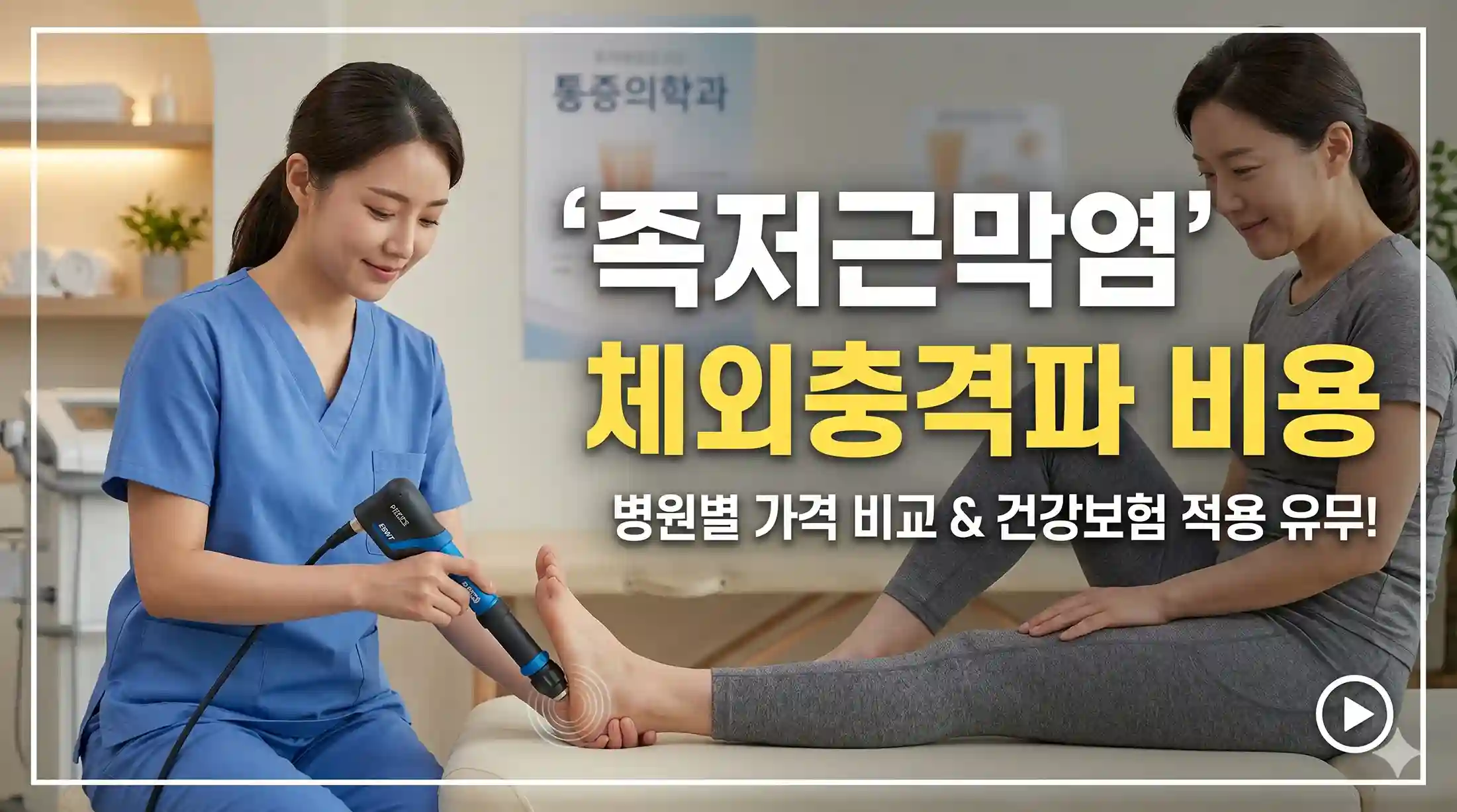 족저근막염 체외충격파 비용이라는 텍스트와 함께 러닝 후 발바닥 통증으로 고통받는 환자와 실비 보험 청구 서류를 분석하는 대표 이미지